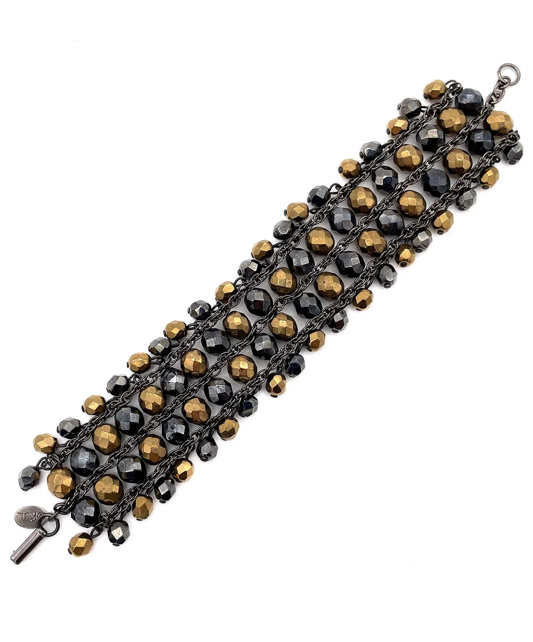 【USA輸入】ヴィンテージ K.J.L ブロンズ ヘマタイト ビーズ ブレスレット/Vintage Bronze Hematite Beads Bracelet