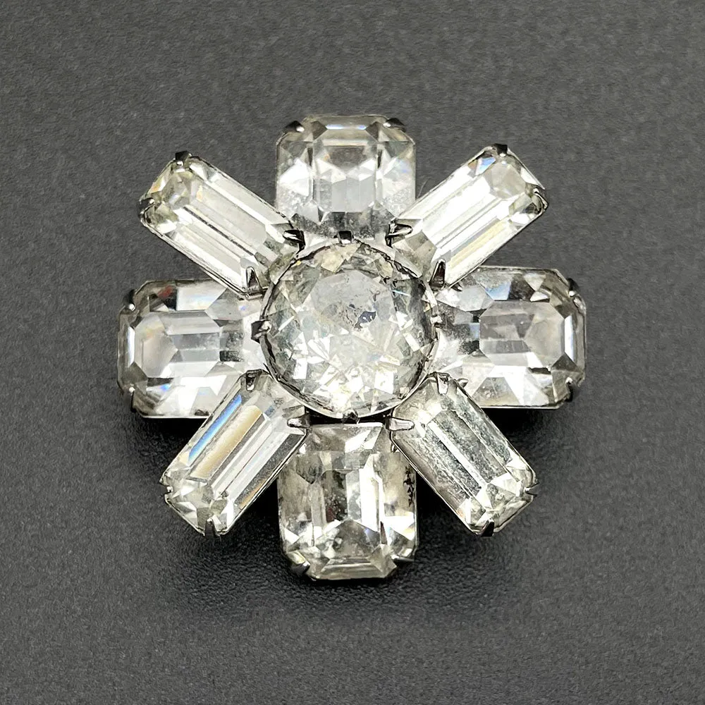 【USA輸入】ヴィンテージ KRAMER クリアビジュー ブローチ/Vintage KRAMER Clear Bijou Brooch