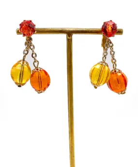 【USA輸入】ヴィンテージ オレンジ イエロー ファセットビーズ イヤリング/VINTAGE ORANGE YELLOW FACETED BEADS Clip On Earrings