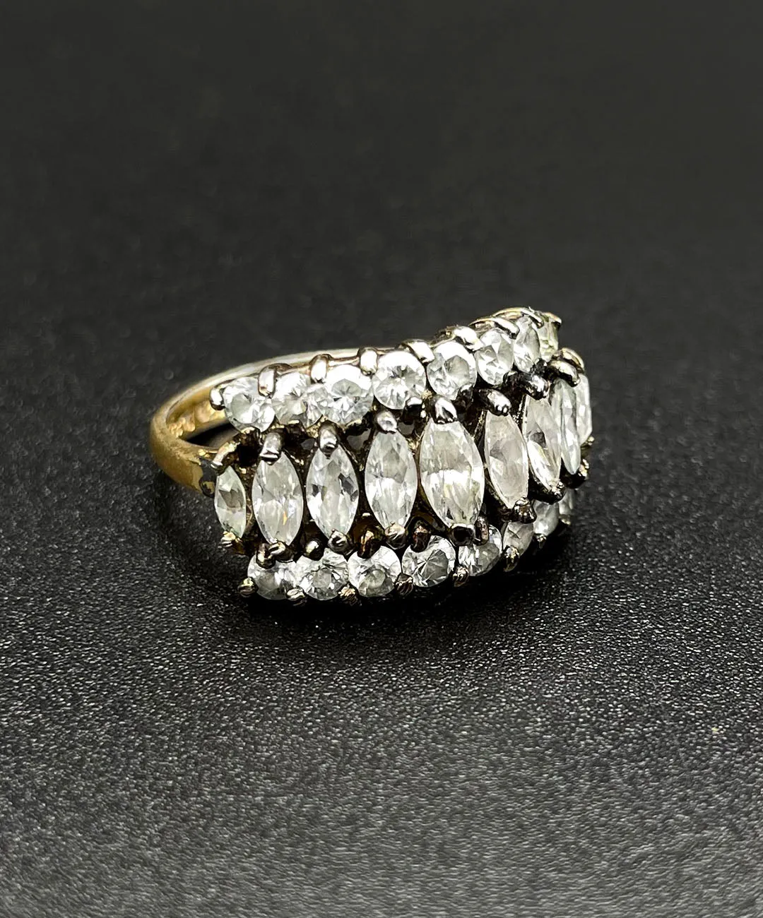 【USA輸入】ヴィンテージ クリアビジュー スターリングシルバー リング/Vintage Clear Bijou Sterling Ring