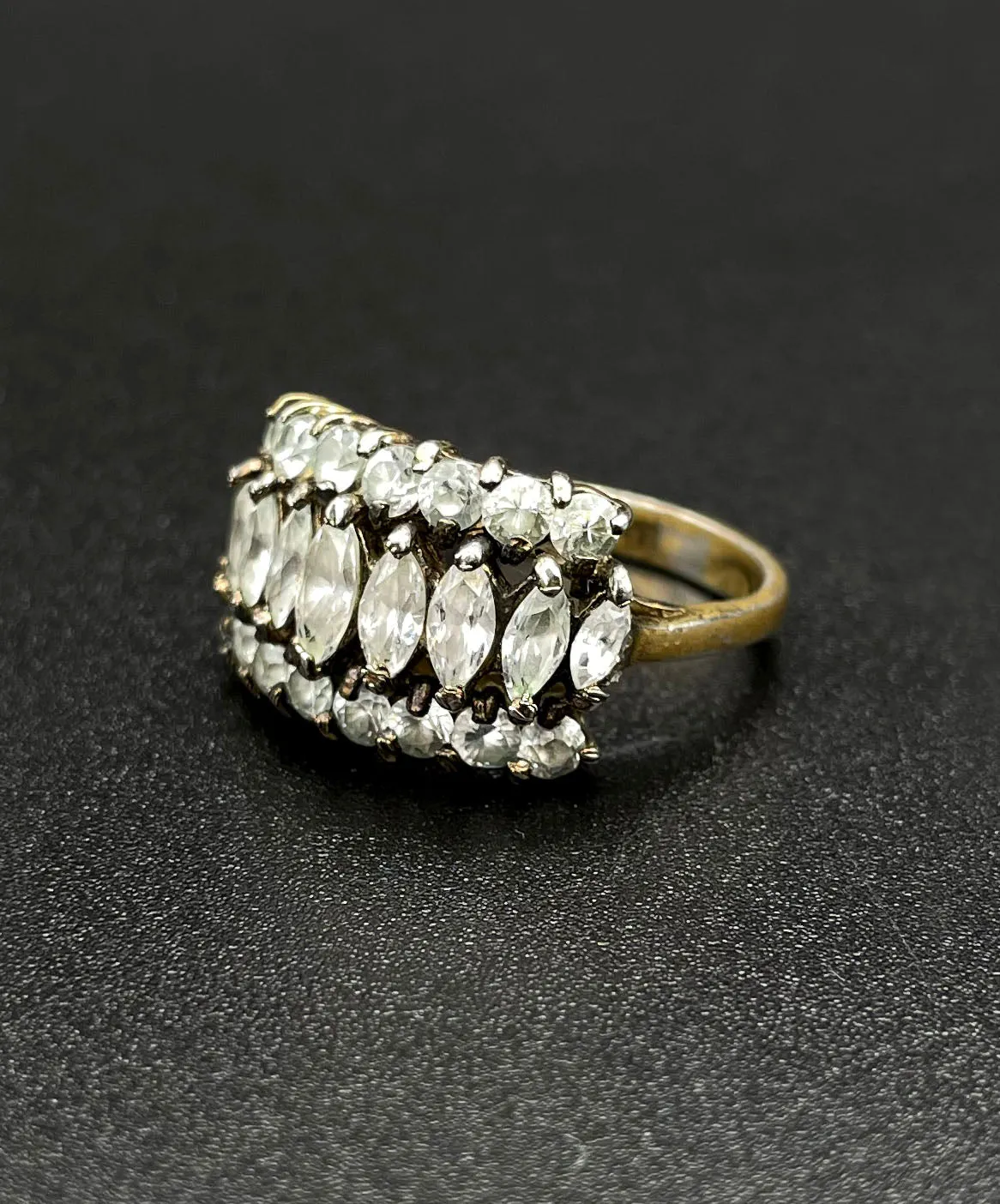 【USA輸入】ヴィンテージ クリアビジュー スターリングシルバー リング/Vintage Clear Bijou Sterling Ring