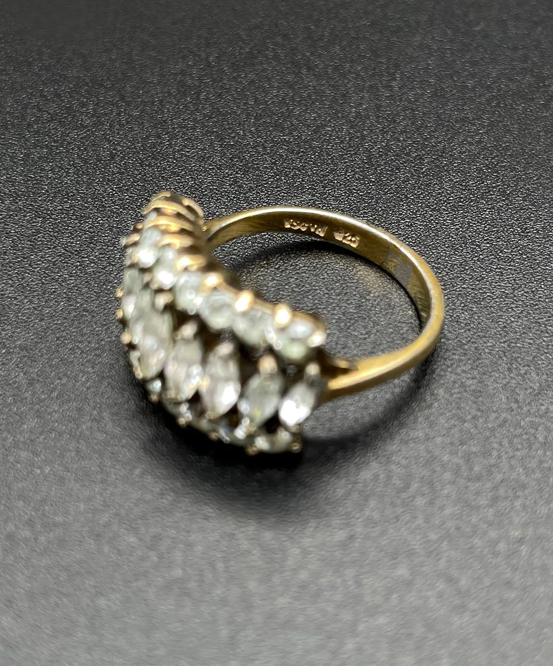 【USA輸入】ヴィンテージ クリアビジュー スターリングシルバー リング/Vintage Clear Bijou Sterling Ring