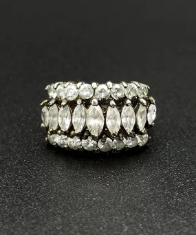 【USA輸入】ヴィンテージ クリアビジュー スターリングシルバー リング/Vintage Clear Bijou Sterling Ring