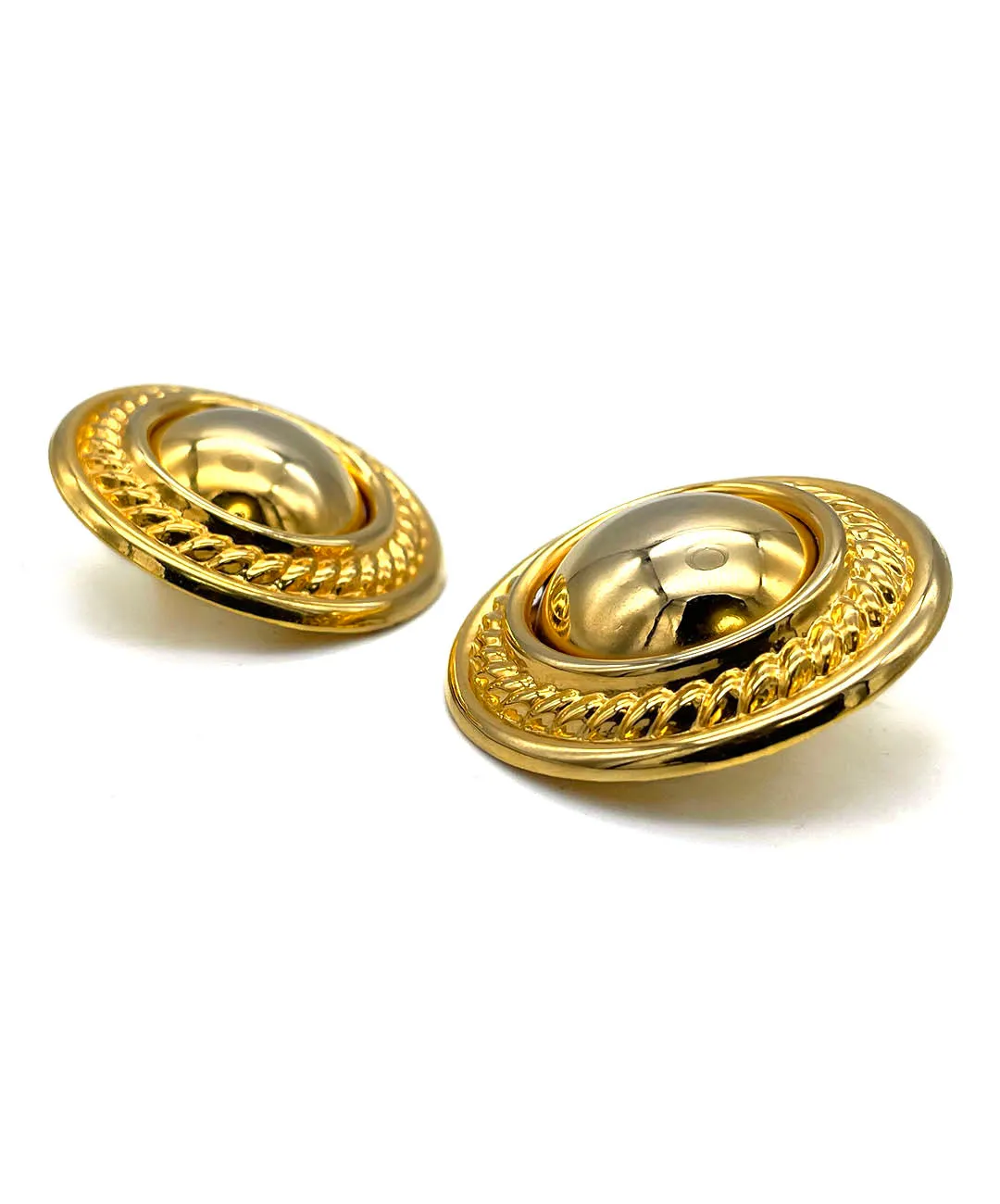 【USA輸入】ヴィンテージ ゴールド サークル イヤリング/Vintage Gold Circle Clip On Earrings