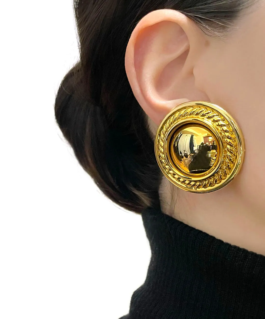 【USA輸入】ヴィンテージ ゴールド サークル イヤリング/Vintage Gold Circle Clip On Earrings