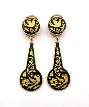 【USA輸入】ヴィンテージ  ダマシン バード イヤリング/Vintage Damascene Bird Clip On Earrings