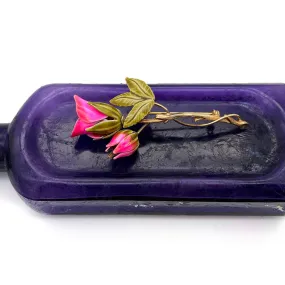 【USA輸入】ヴィンテージ ネオンピンク エナメル ローズ ブローチ/Vintage Neon Pink Enamel Rose Brooch