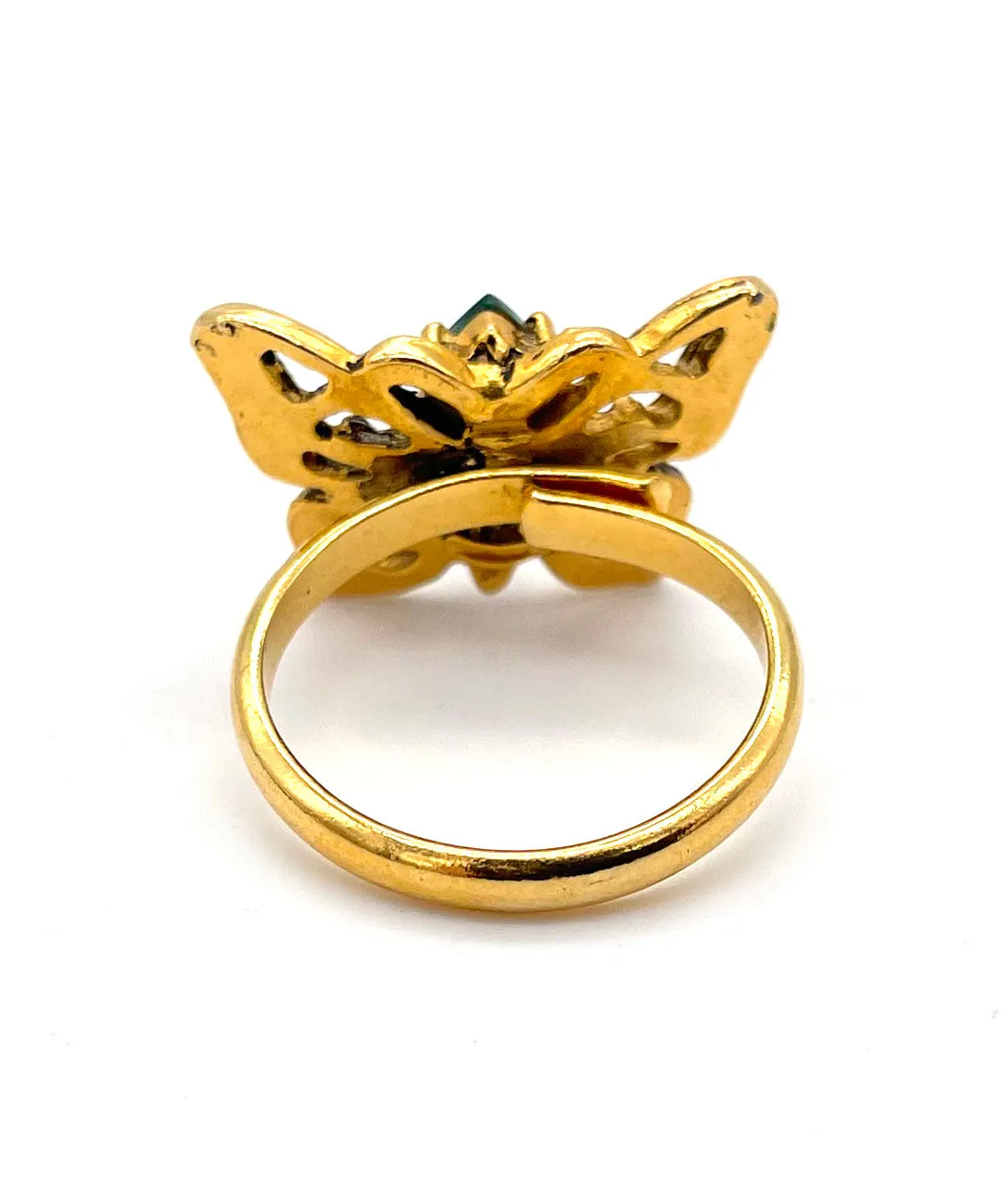 【USA輸入】ヴィンテージ バタフライ エメラルド ビジュー リング/Vintage Butterfly Emerald Bijou Ring