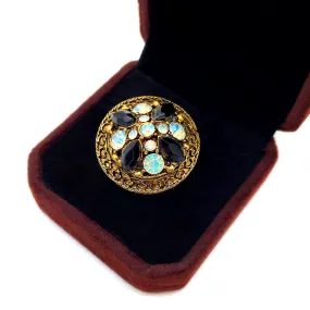 【USA輸入】ヴィンテージ ブラック オパールホワイト ビジュー リング/Vintage Black Opal White Bijou Ring