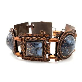 【USA輸入】ヴィンテージ ブルー カボション コッパー ブレスレット/Vintage Blue Cabochon Copper Bracelet