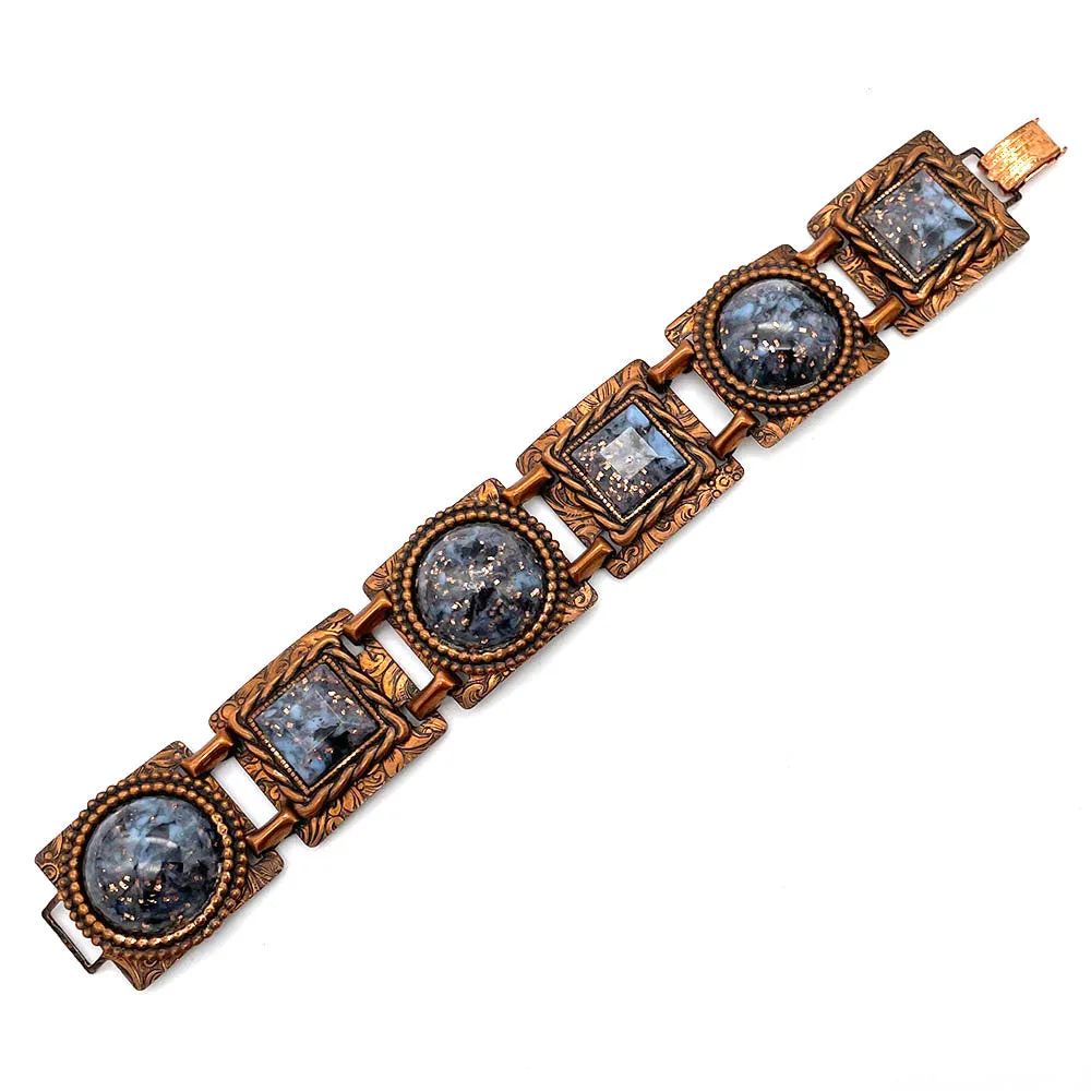 【USA輸入】ヴィンテージ ブルー カボション コッパー ブレスレット/Vintage Blue Cabochon Copper Bracelet