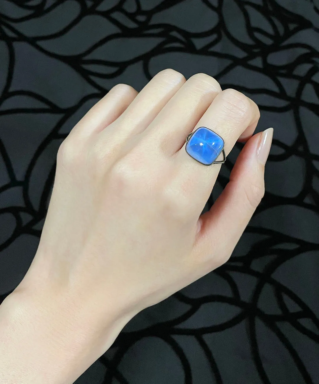 【USA輸入】ヴィンテージ ブルー カボション リング/Vintage Blue Cabochon Ring