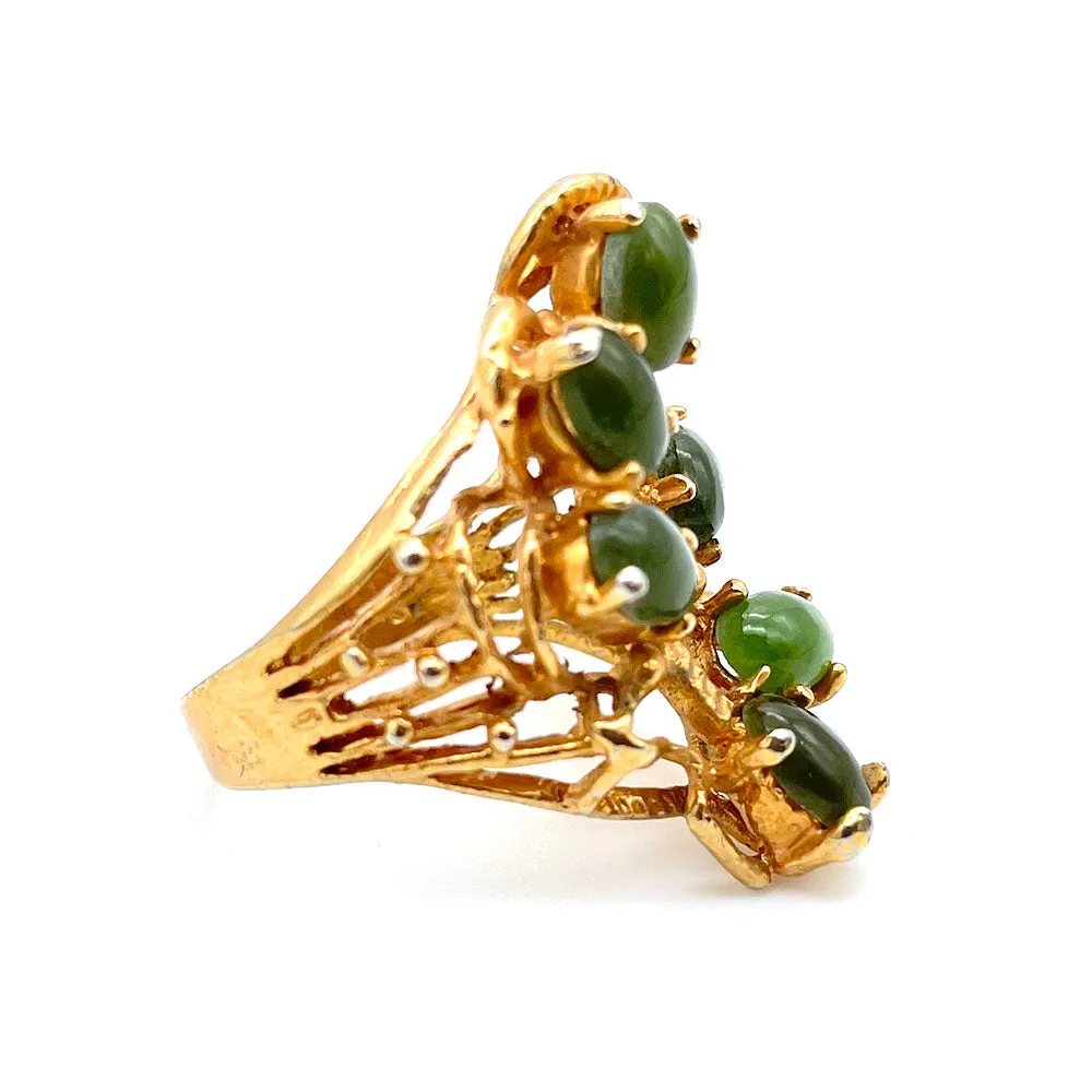 【USA輸入】ヴィンテージ モスグリーン リーフ リング/Vintage Moss Green Leaf Ring