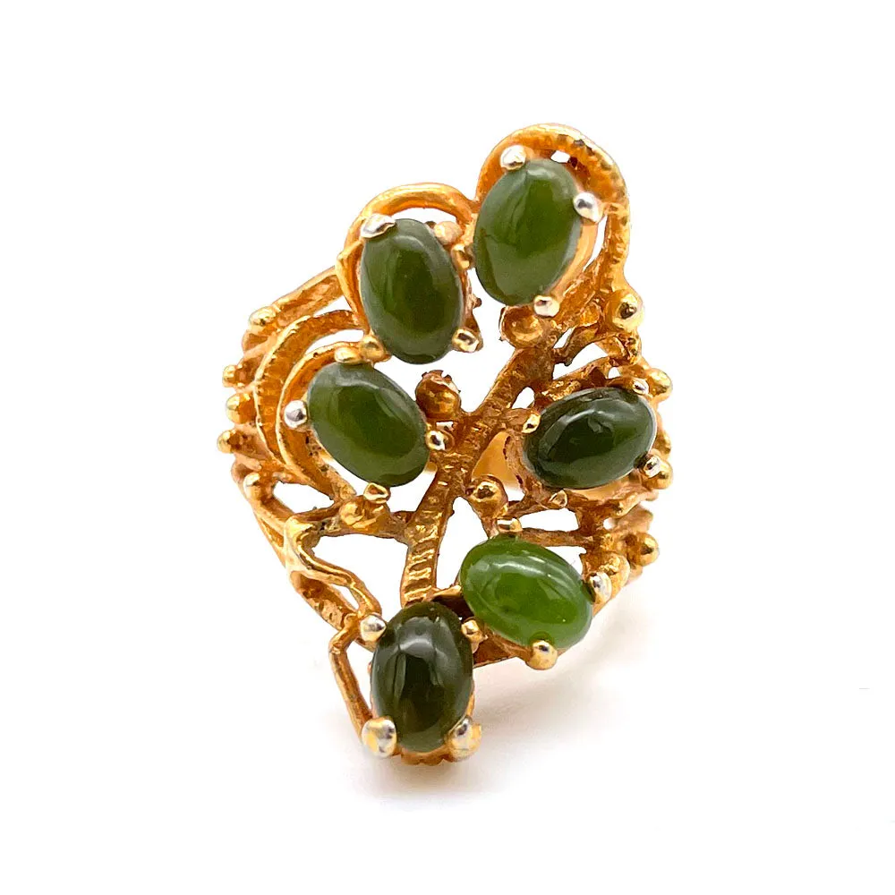 【USA輸入】ヴィンテージ モスグリーン リーフ リング/Vintage Moss Green Leaf Ring