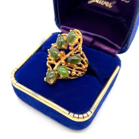 【USA輸入】ヴィンテージ モスグリーン リーフ リング/Vintage Moss Green Leaf Ring