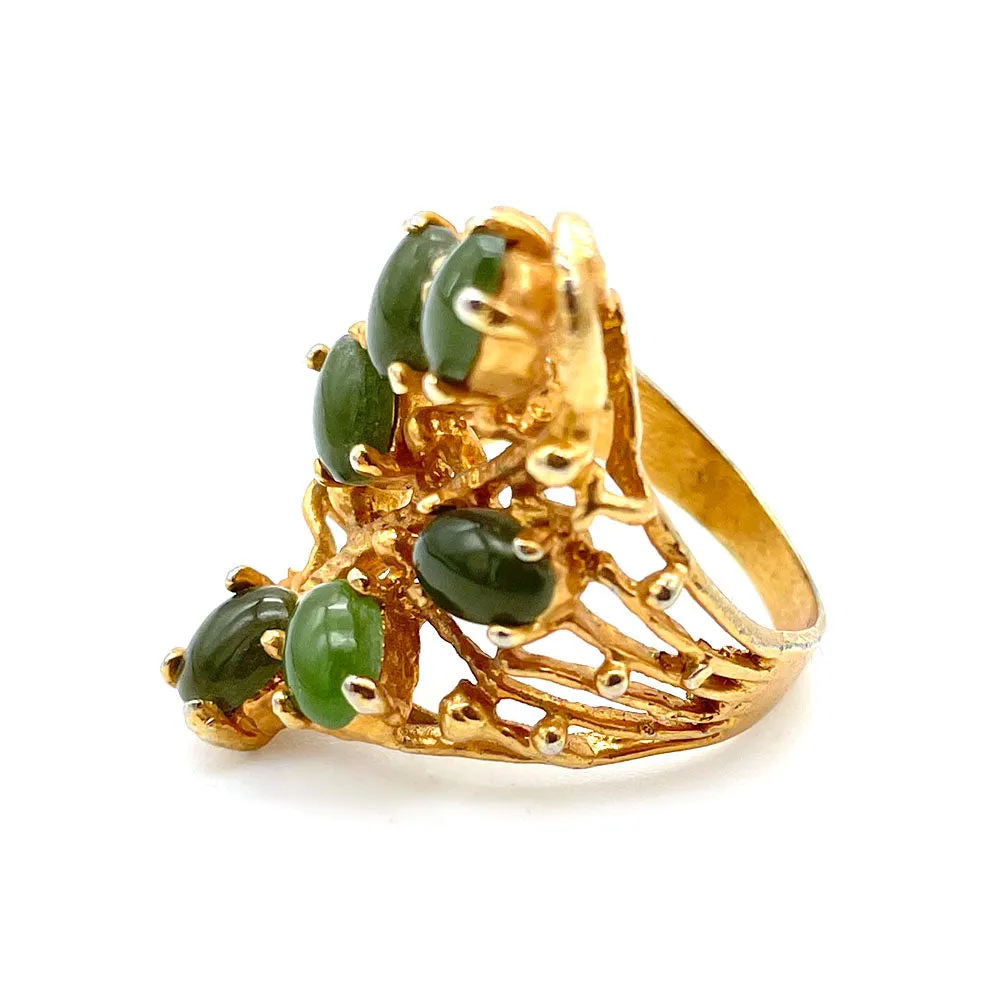 【USA輸入】ヴィンテージ モスグリーン リーフ リング/Vintage Moss Green Leaf Ring