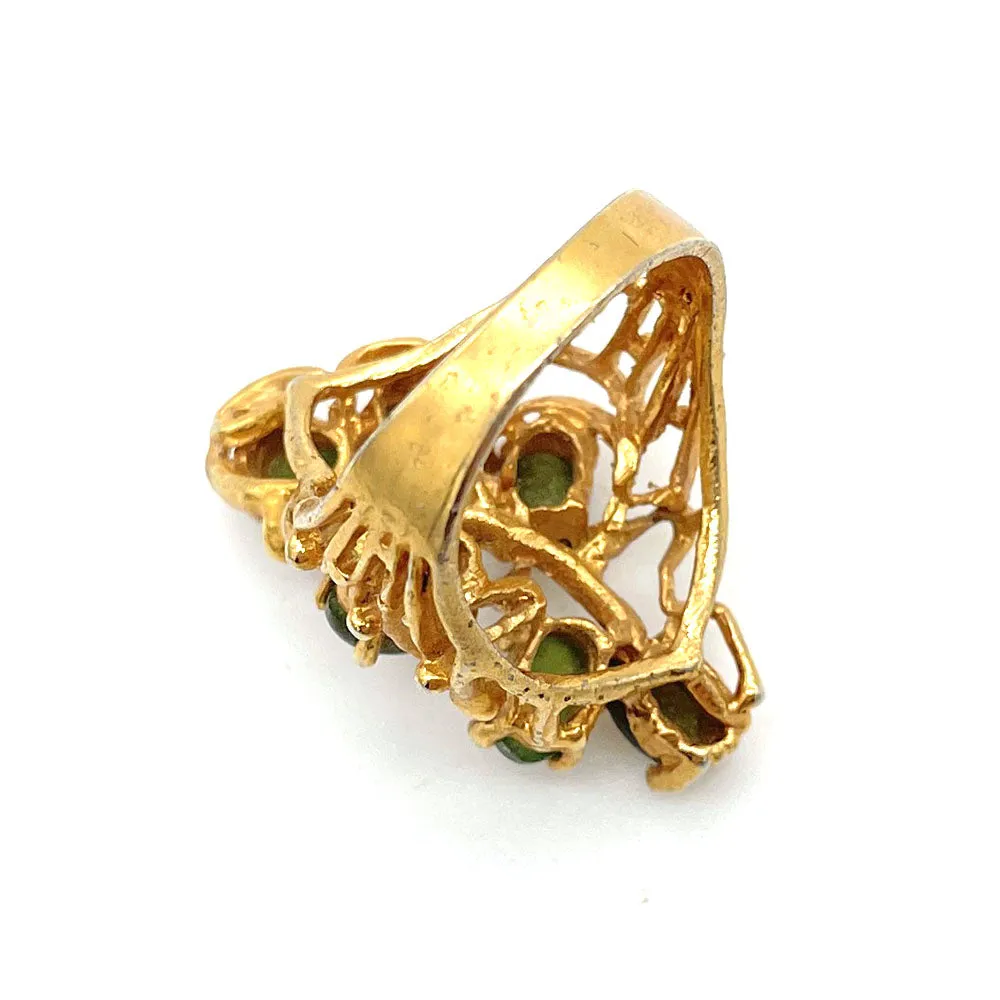 【USA輸入】ヴィンテージ モスグリーン リーフ リング/Vintage Moss Green Leaf Ring