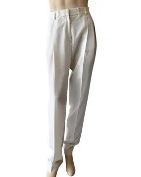 Wool gabardine trouser with front pleats in snow white