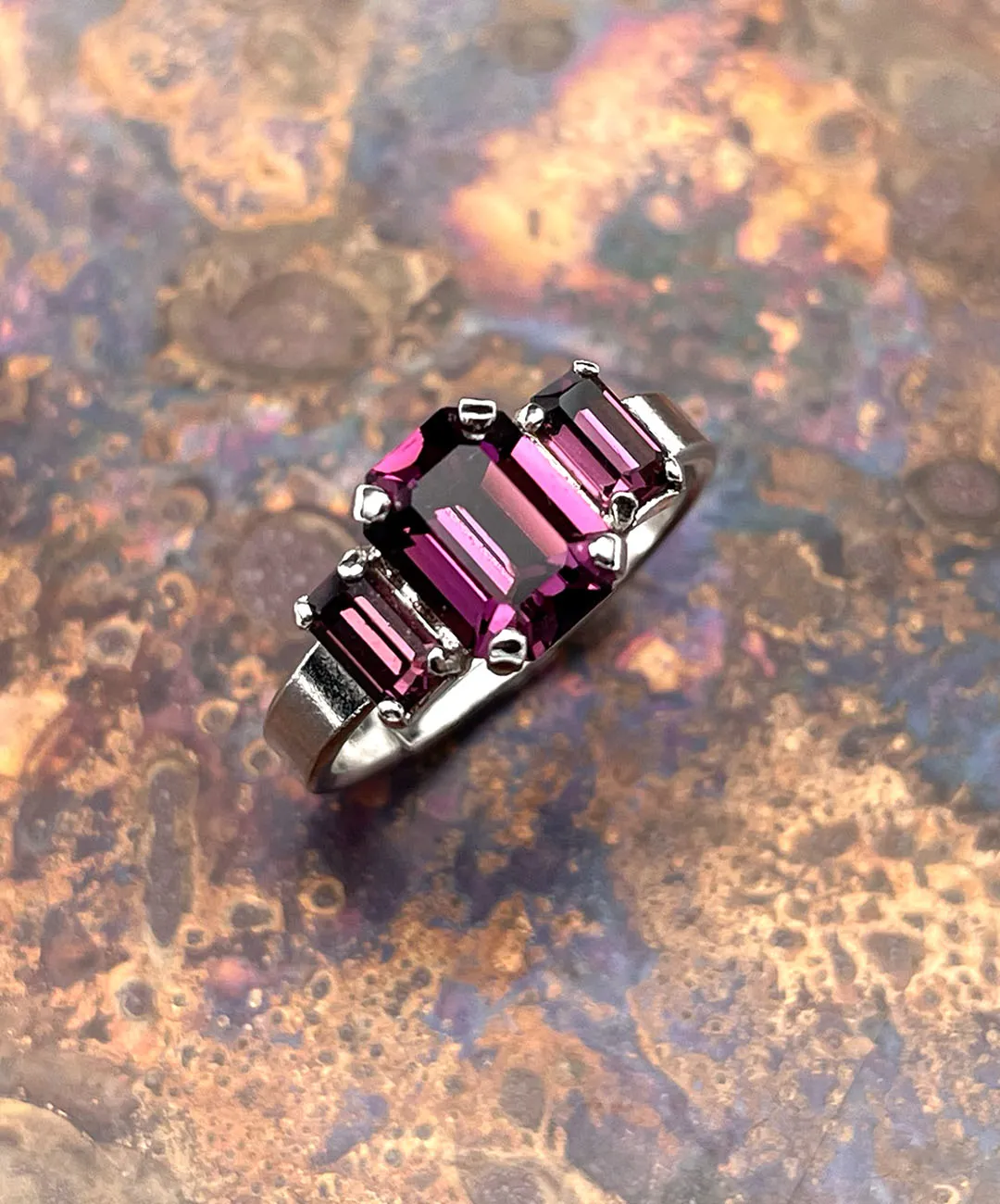 【ドイツ買付】ヴィンテージ SEIBOTH アメジストパープル リング/Vintage SEIBOTH Amethyst Glass Ring