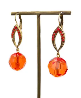 【ドイツ買付】ヴィンテージ SEIBOTH オレンジ ビジュー ピアス/Vintage SEIBOTH Orange Bijou Post Earrings