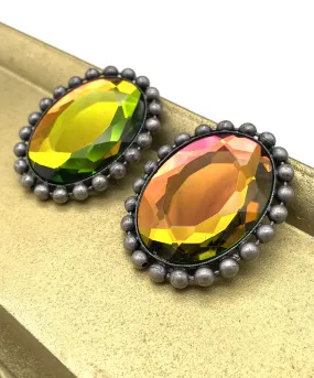 【ドイツ買付】ヴィンテージ SEIBOTH オーロラガラス オーバル イヤリング/Vintage SEIBOTH Aurora Oval Glass Clip On Earrings