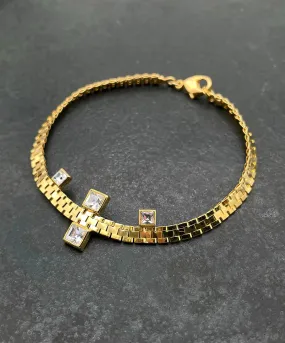 【ドイツ買付】ヴィンテージ SEIBOTH クリア スクエアビジュー ブレスレット/Vintage SEIBOTH Clear Square Bijou Bracelet