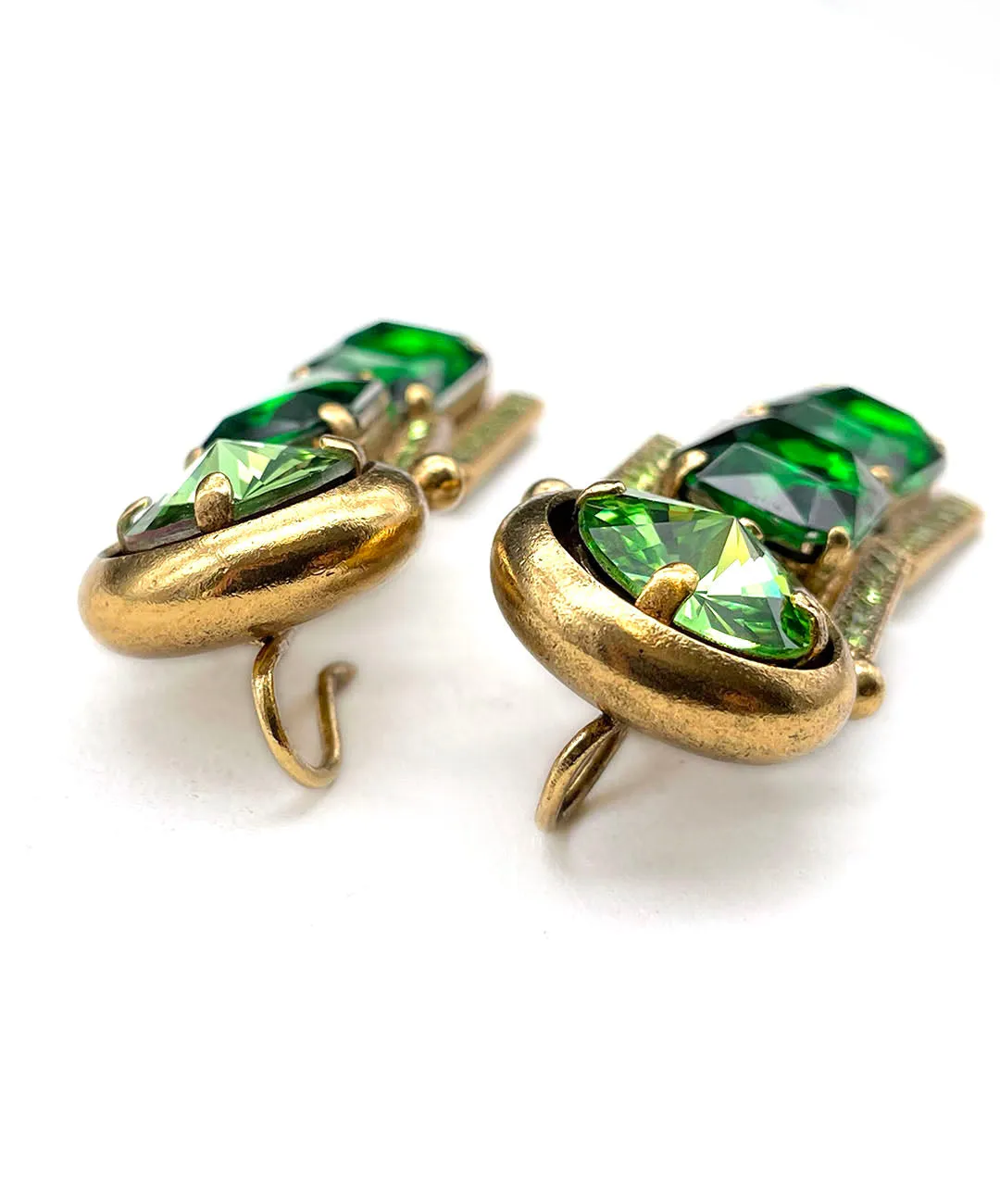 【ドイツ買付】ヴィンテージ SEIBOTH グリーン ビジュー ピアス/Vintage SEIBOTH Green Bijou Post Earrings