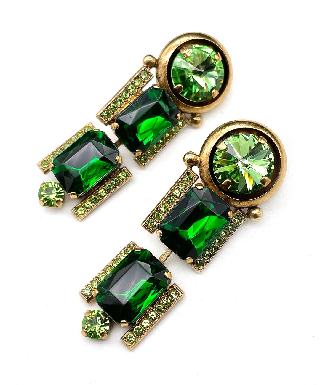 【ドイツ買付】ヴィンテージ SEIBOTH グリーン ビジュー ピアス/Vintage SEIBOTH Green Bijou Post Earrings