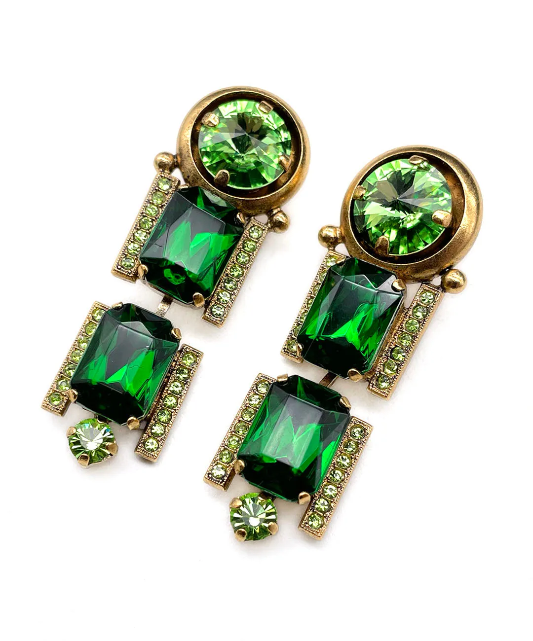 【ドイツ買付】ヴィンテージ SEIBOTH グリーン ビジュー ピアス/Vintage SEIBOTH Green Bijou Post Earrings