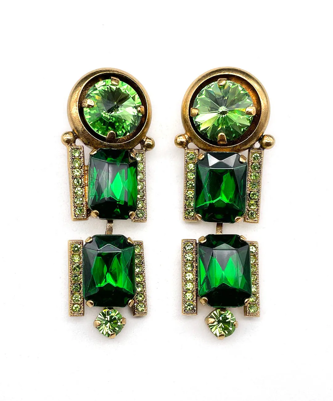 【ドイツ買付】ヴィンテージ SEIBOTH グリーン ビジュー ピアス/Vintage SEIBOTH Green Bijou Post Earrings