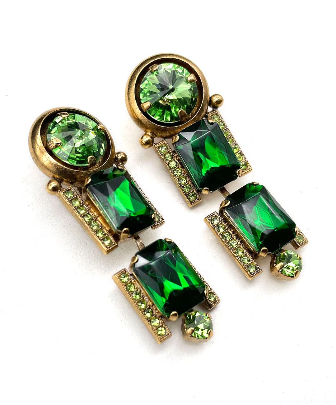 【ドイツ買付】ヴィンテージ SEIBOTH グリーン ビジュー ピアス/Vintage SEIBOTH Green Bijou Post Earrings