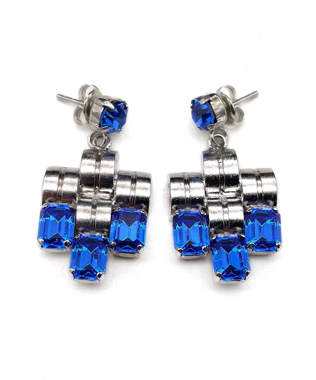 【ドイツ買付】ヴィンテージ SEIBOTH ブルー ビジュー ピアス/Vintage SEIBOTH Blue Bijou Post Earrings