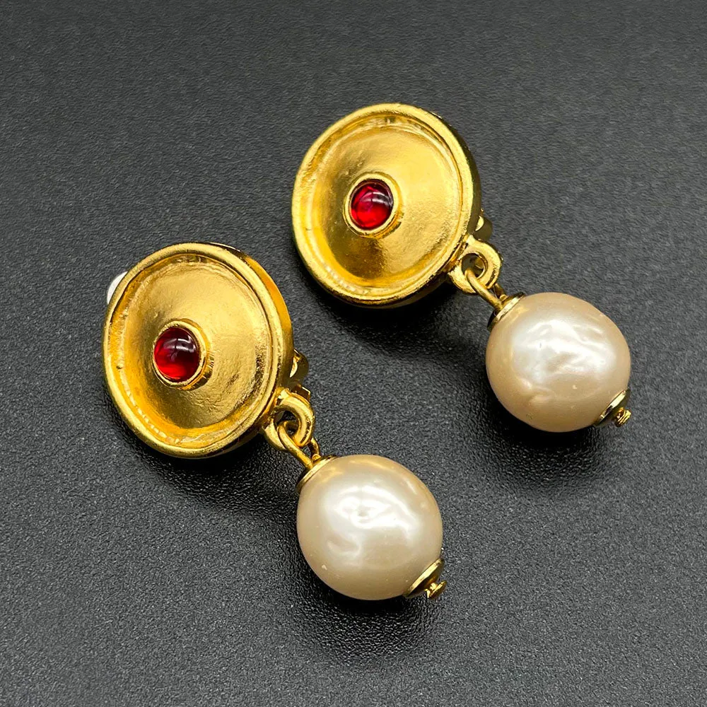 【フランス輸入】ヴィンテージ SPHINX for CAURA パール イヤリング/Vintage SPHINX for CAURA Pearl Clip On Earrings