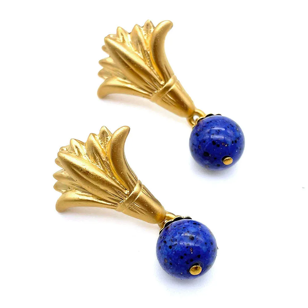 【フランス輸入】ヴィンテージ SPHINX for CAURA ブルー イヤリング/Vintage SPHINX for CAURA Blue Clip On Earrings