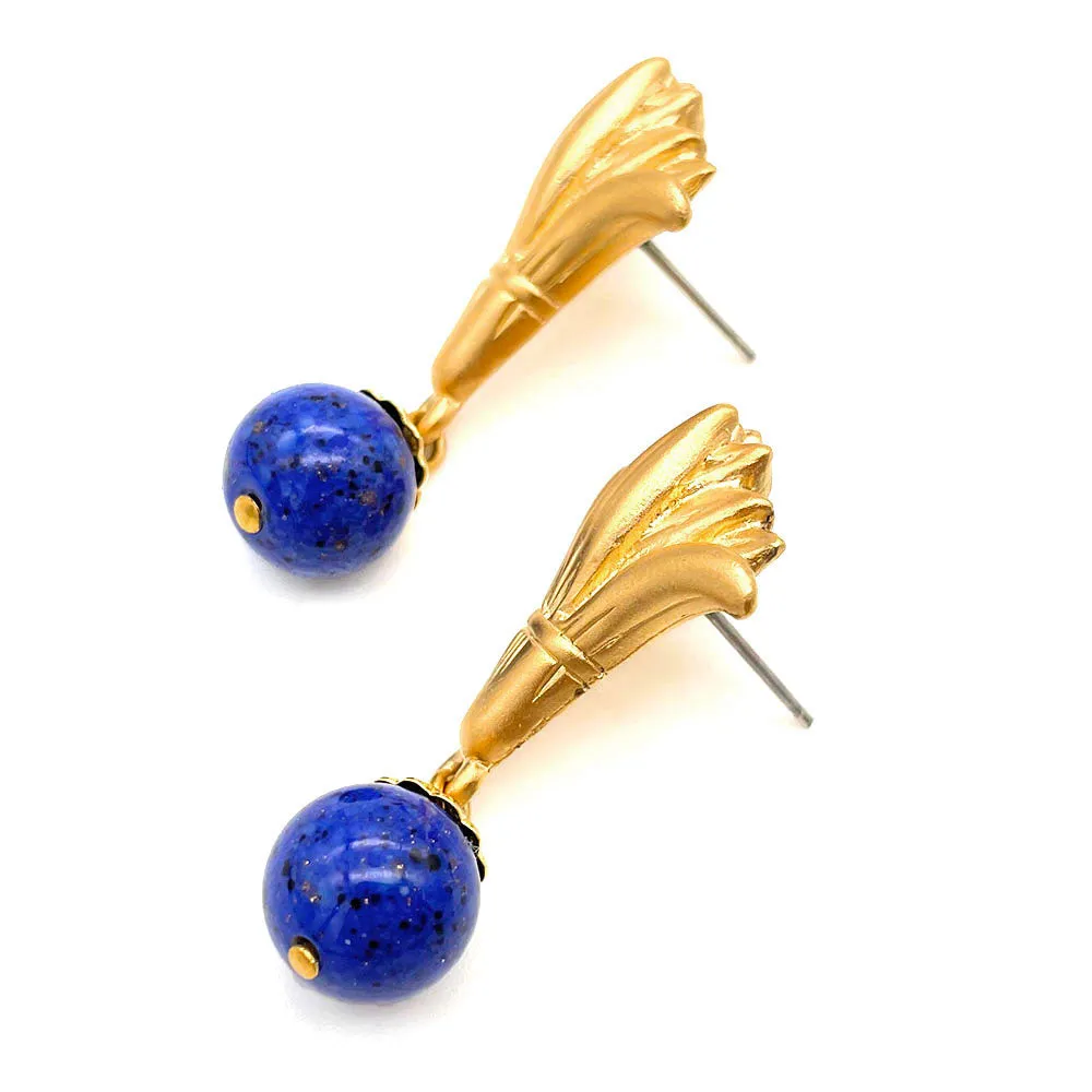 【フランス輸入】ヴィンテージ SPHINX for CAURA ブルー イヤリング/Vintage SPHINX for CAURA Blue Clip On Earrings